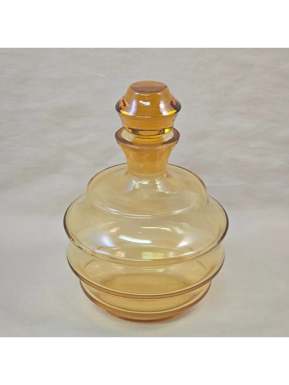 Antique Art Deco Bohemian Amber Glass Liqueur Decanter Topaz Eldor Glass 1920s